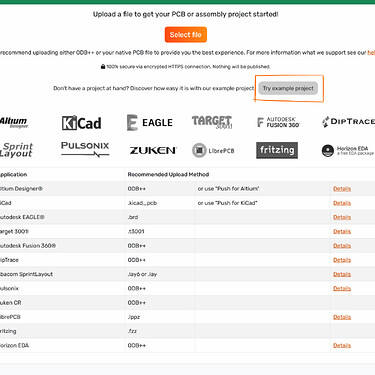 Screenshot of the AISLER Get started page, showing the Upload file area and the new Test us out feature