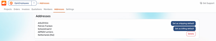 Screenshot of the AISLER Smart Teams addresses settings