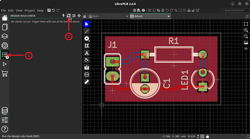 LibrePCB DRC run marked
