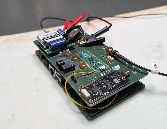 The boat controller mounted on top of the Raspberry Pi CM 5