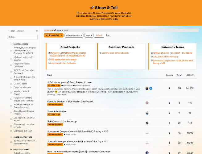 Our Show & Tell is now a more interactive section
