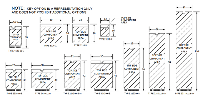 Showcases of various M.2 form factors.