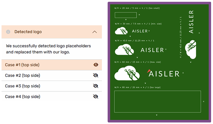 Interface showing the AISLER logo replacement feature in the PCB Viewer, highlighting how adding the logo to a design qualifies for a sponsorship discount on the project total.