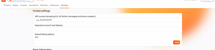 Screenshot of the AISLER Smart Teams Invoice settings