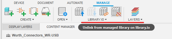 Unlink from managed library on library.io