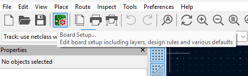 Dialog Board Setup KiCad