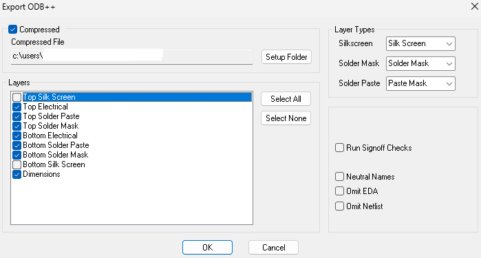Easy-PC ODB++ output layer selection